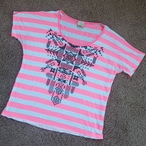 Striped blouse with Aztec detail